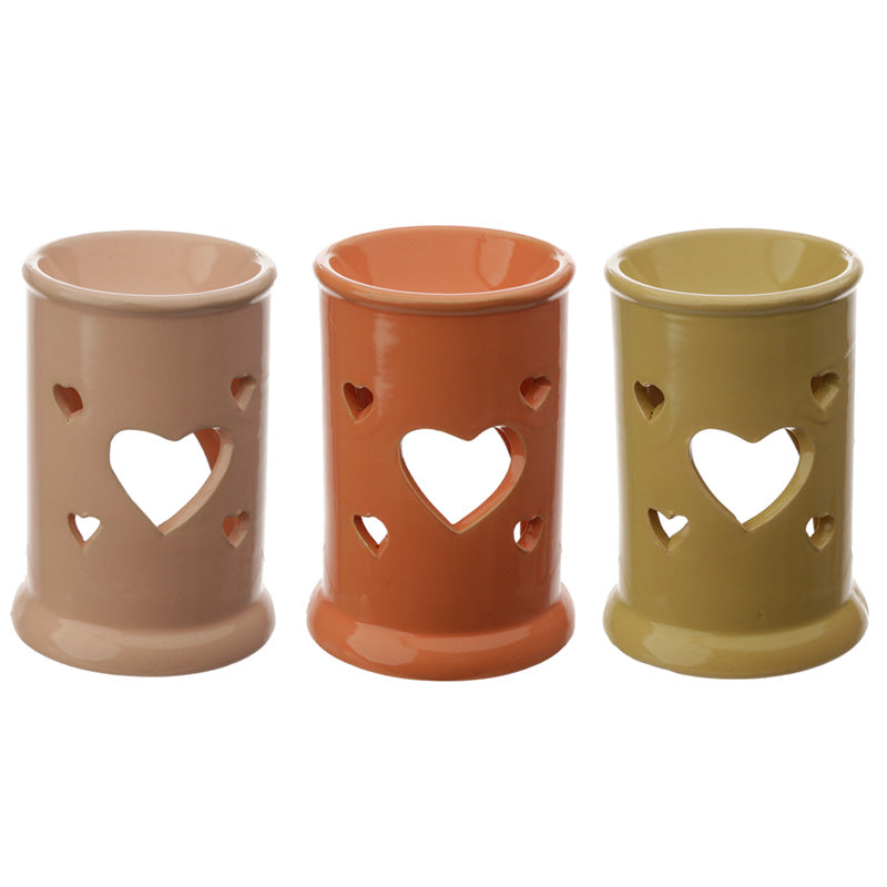 Tall Ceramic Eden Oil and Wax Burner with Heart Cut-out OB313-0