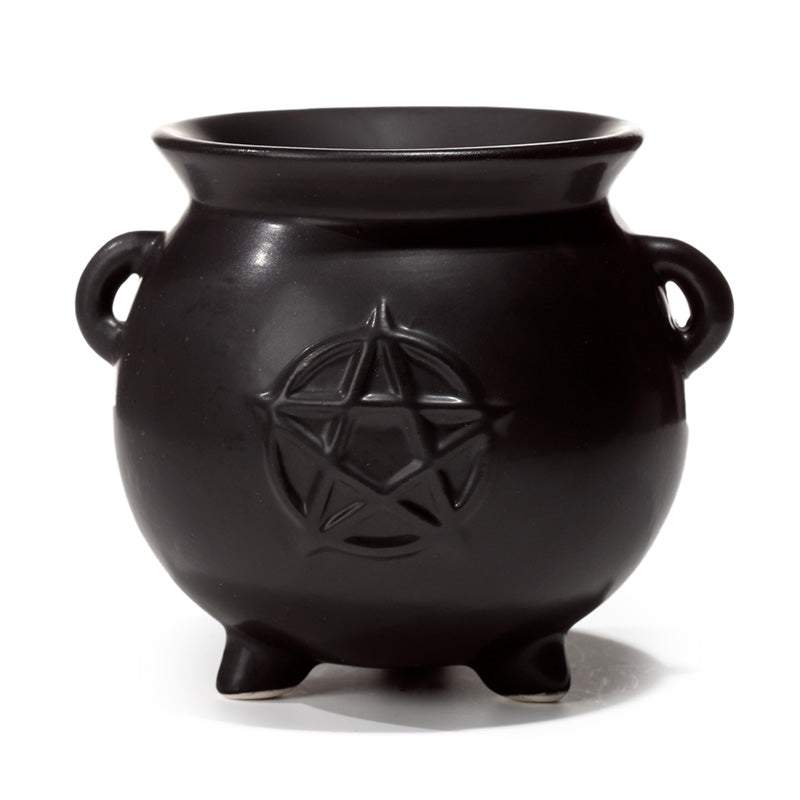 Black Witches Cauldron Shaped Oil Burner with Pentagram OB384-0