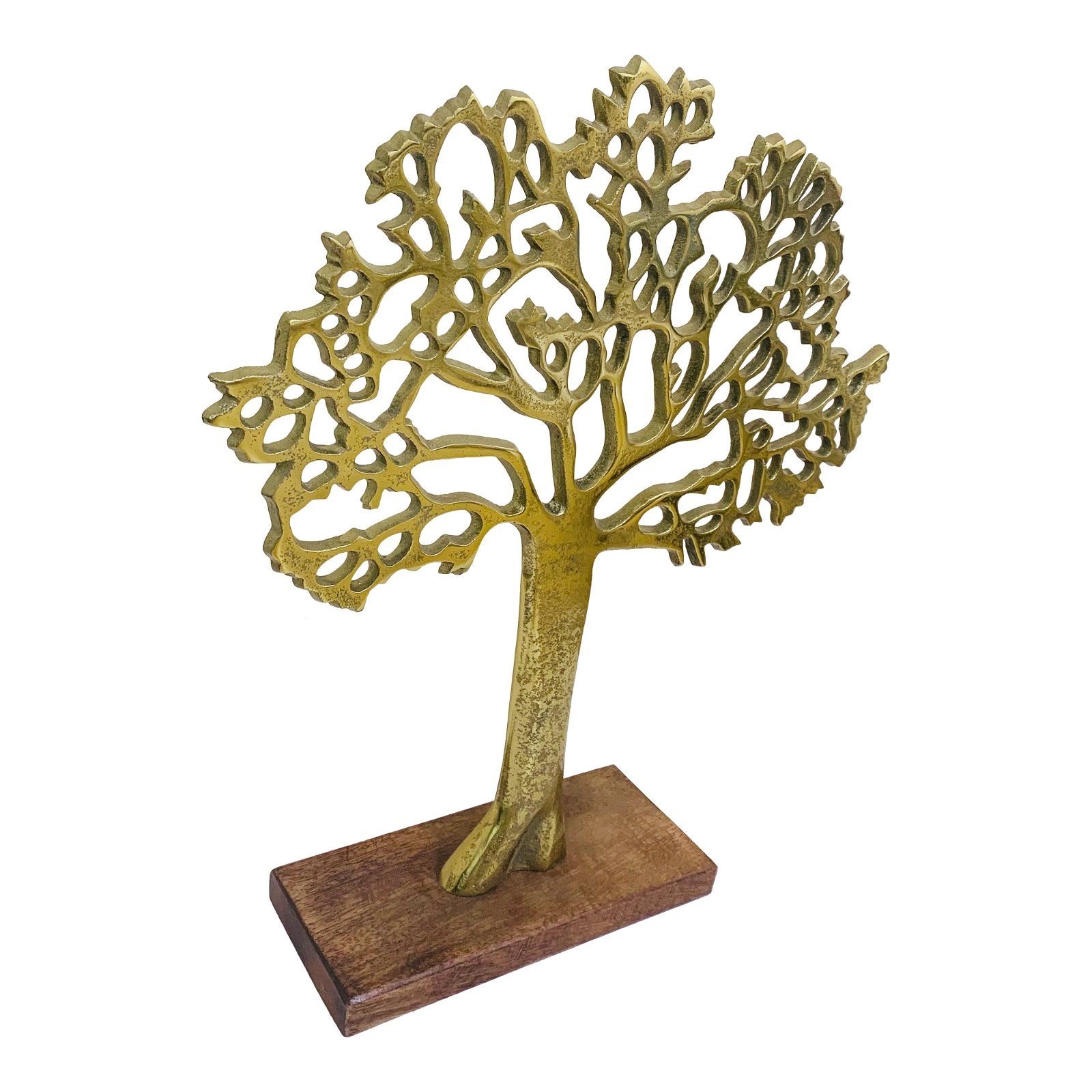 Antique Gold Tree On Wooded Base 27cm-2