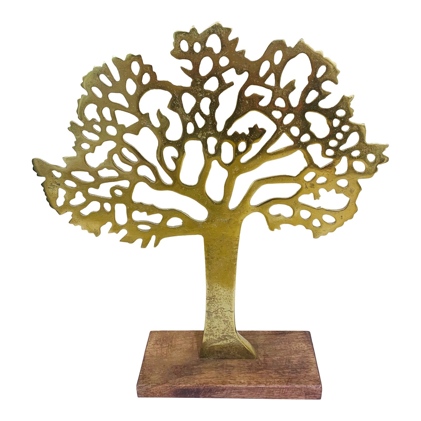 Antique Gold Tree On Wooded Base 27cm-1