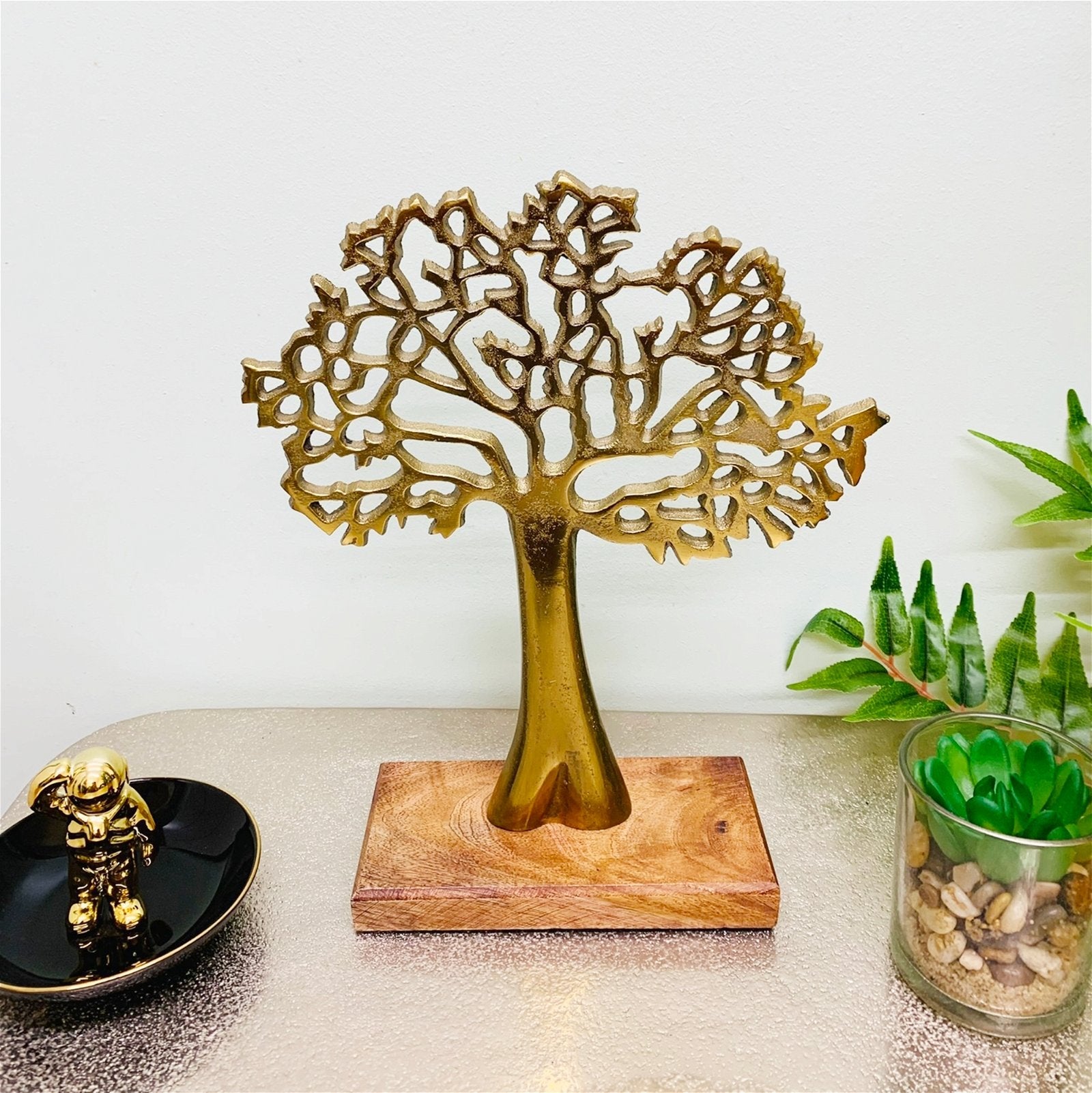 Antique Gold Tree On Wooden Base Medium-1