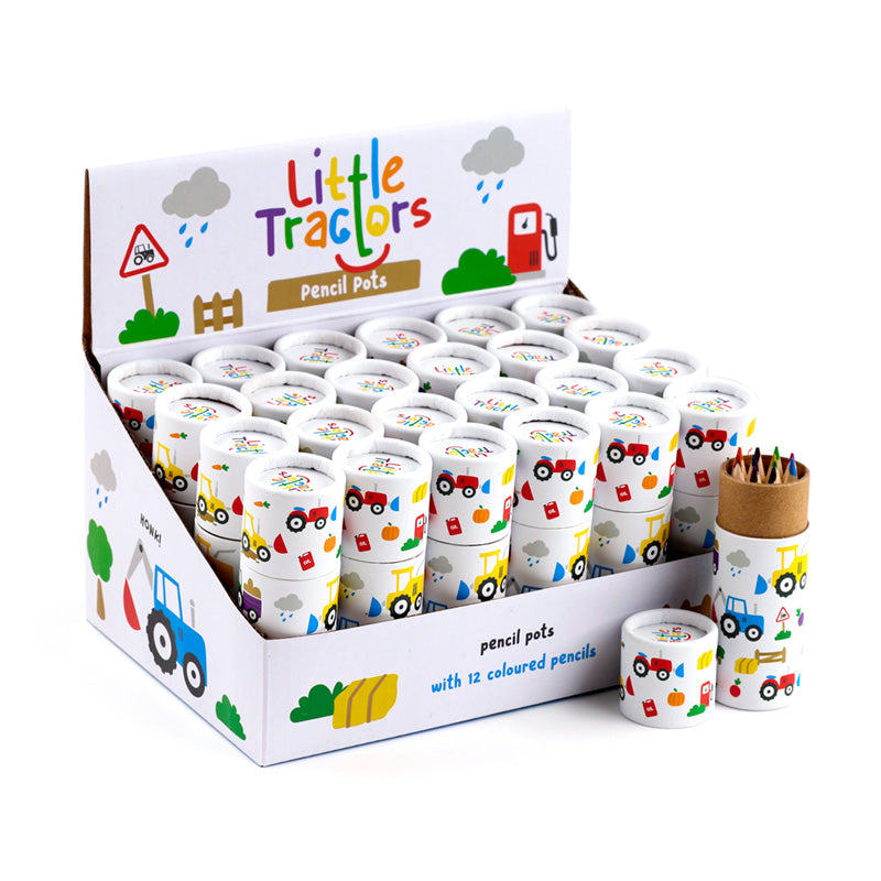 Fun Kids Colouring Pencil Tube - Little Tractors PCASE47-0