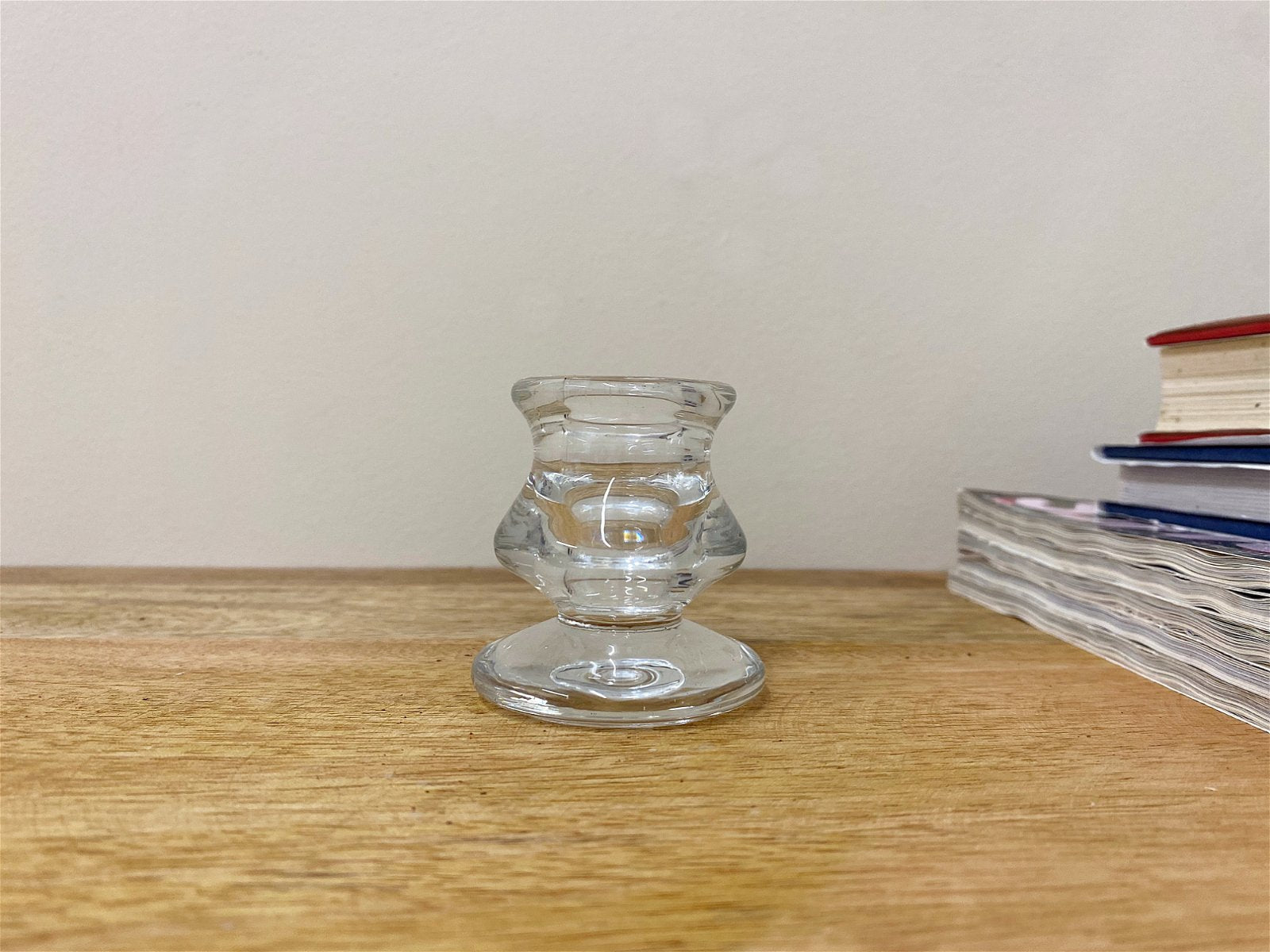 Clear Glass Candle Holder 6cm-1