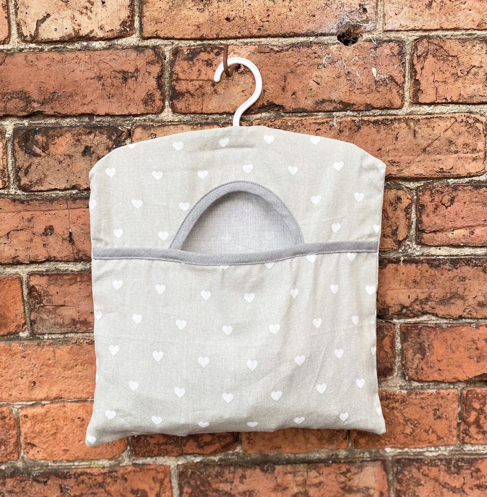 Cotton Peg Bag With Grey Hearts Design-2