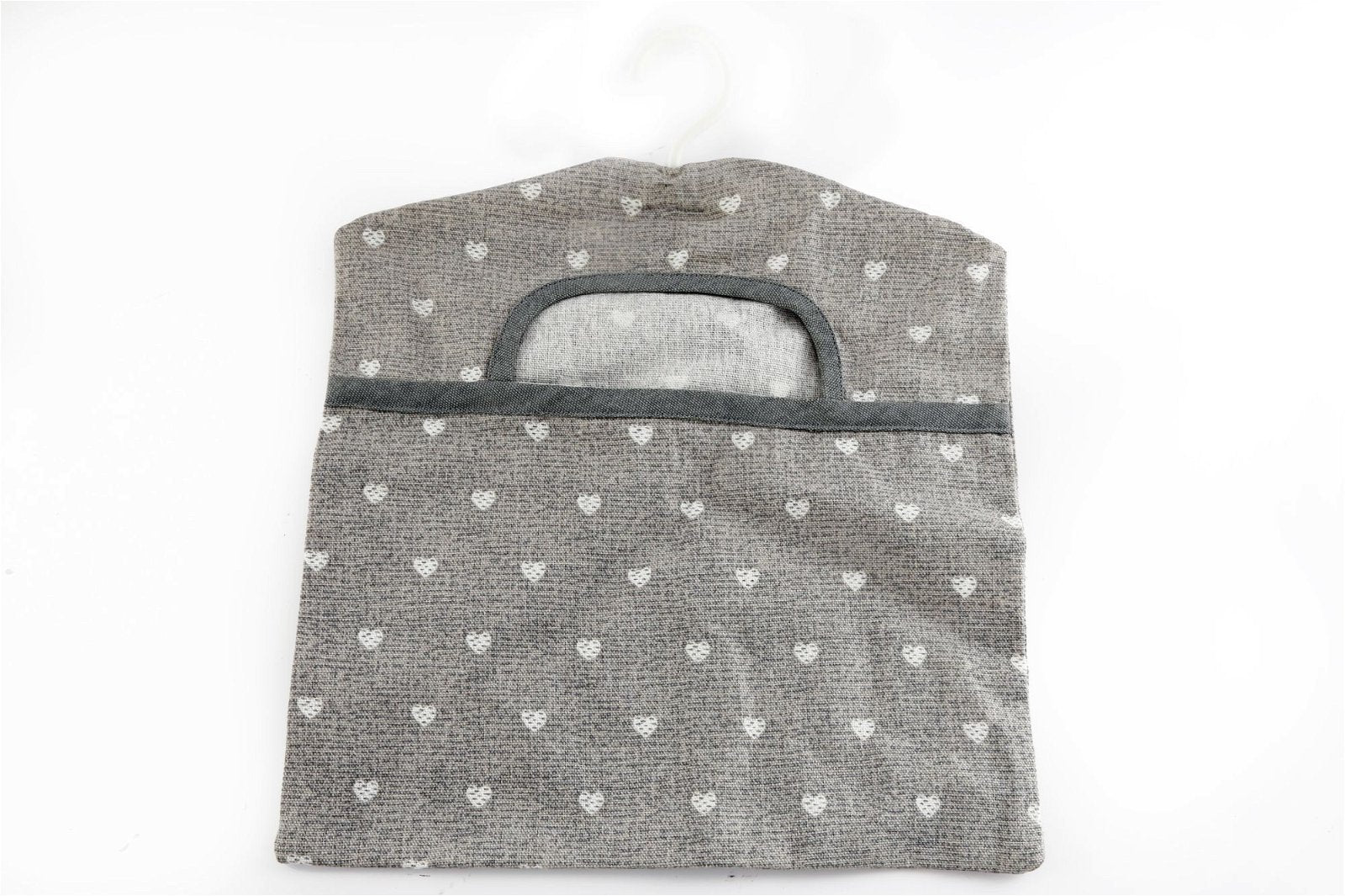 Cotton Peg Bag With Grey Hearts Design-0