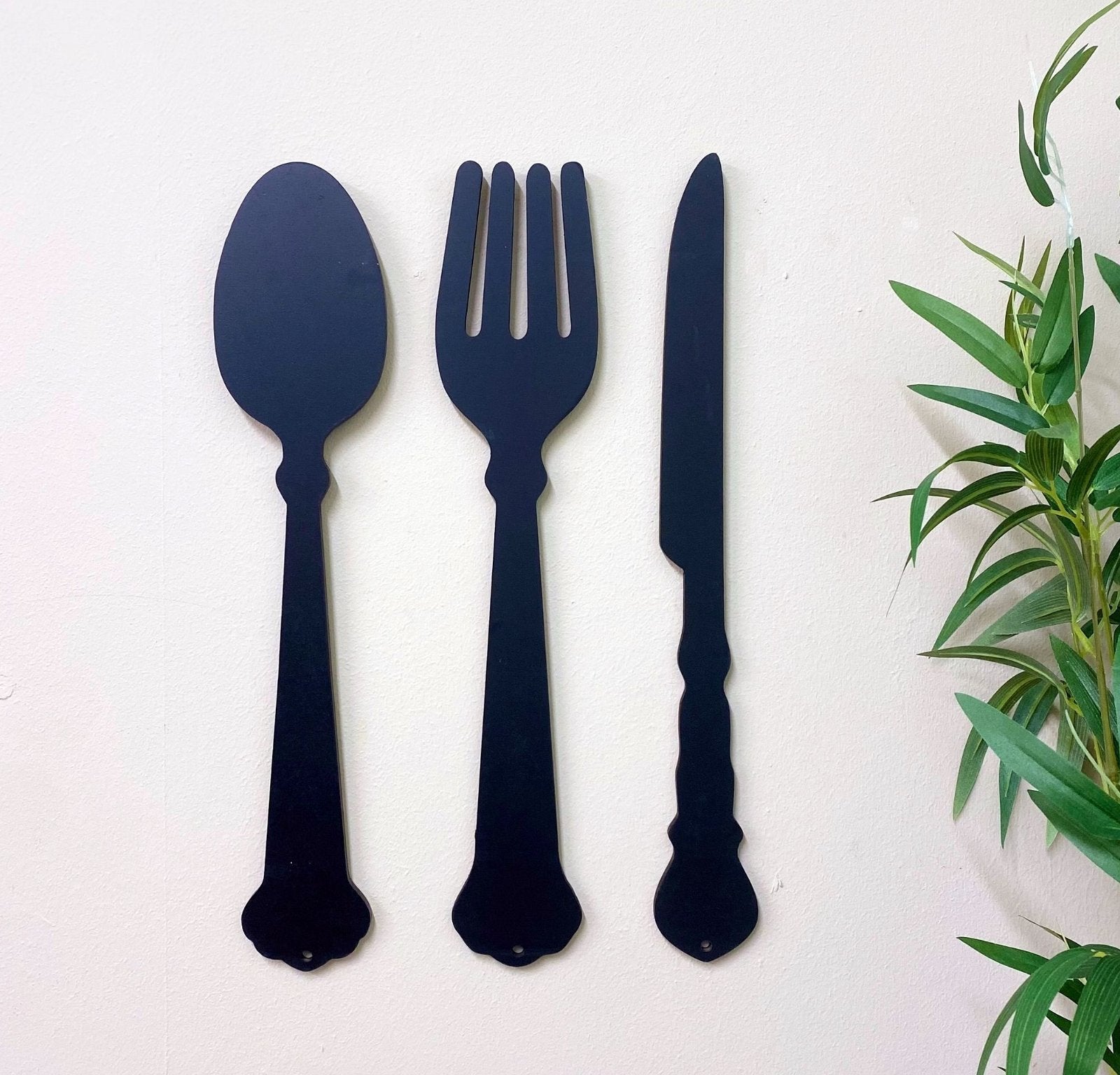 Black Three Piece Cutlery Wall Decoration 39cm-3