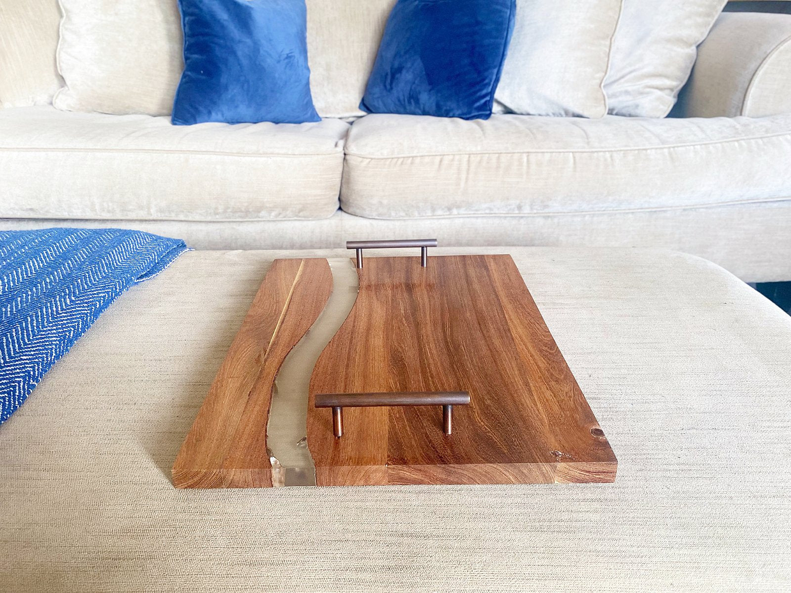 Acacia Wood Tray With Handles-1