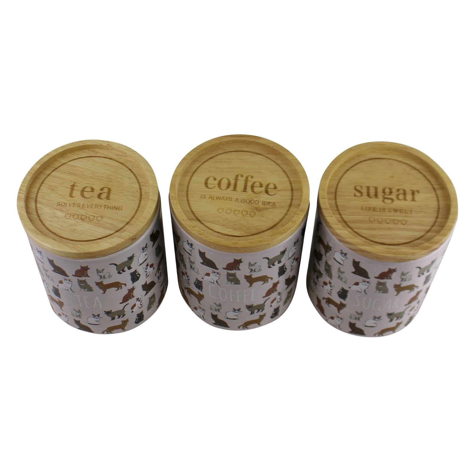 Ceramic Cat Design Tea,Coffee & Sugar Canisters-3