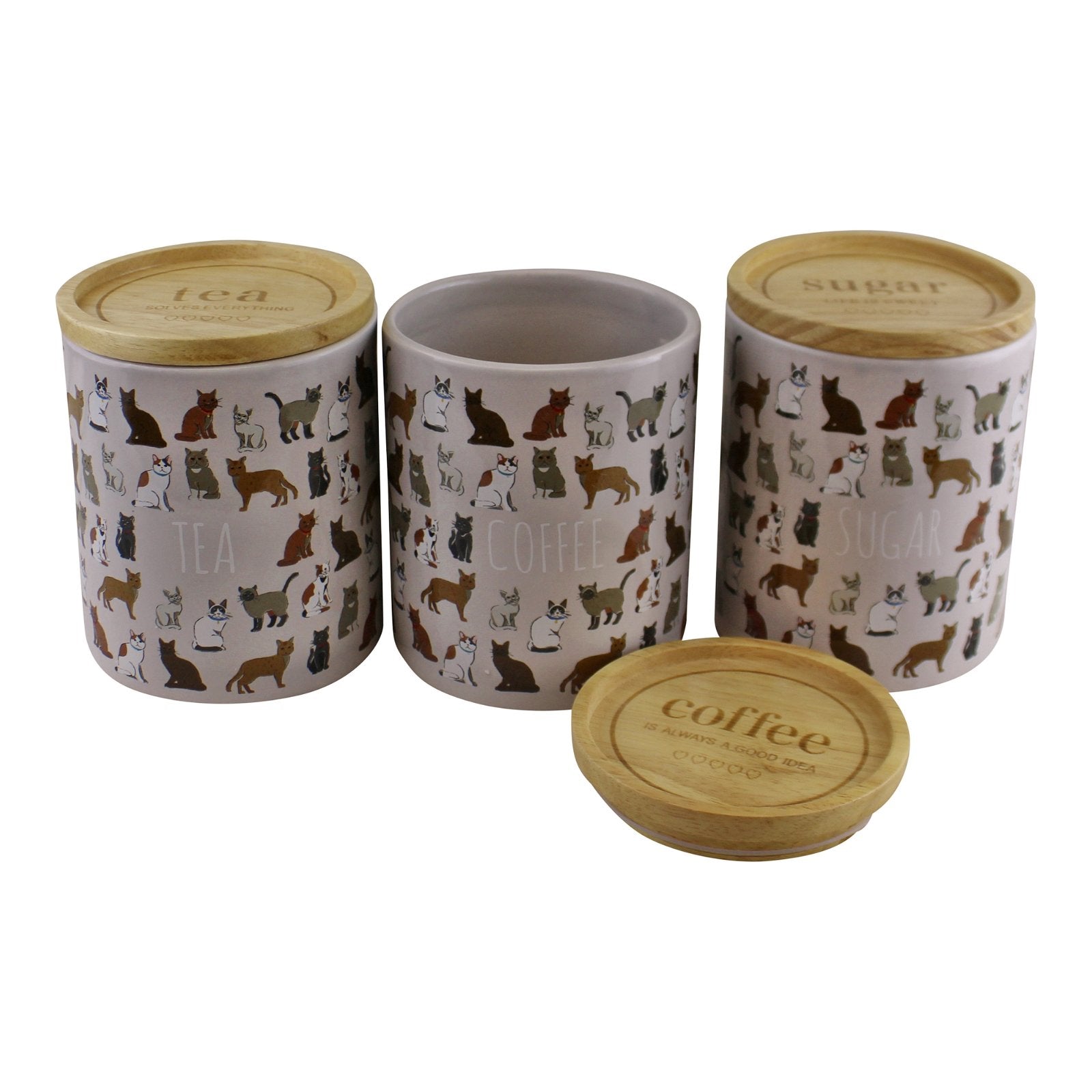 Ceramic Cat Design Tea,Coffee & Sugar Canisters-2