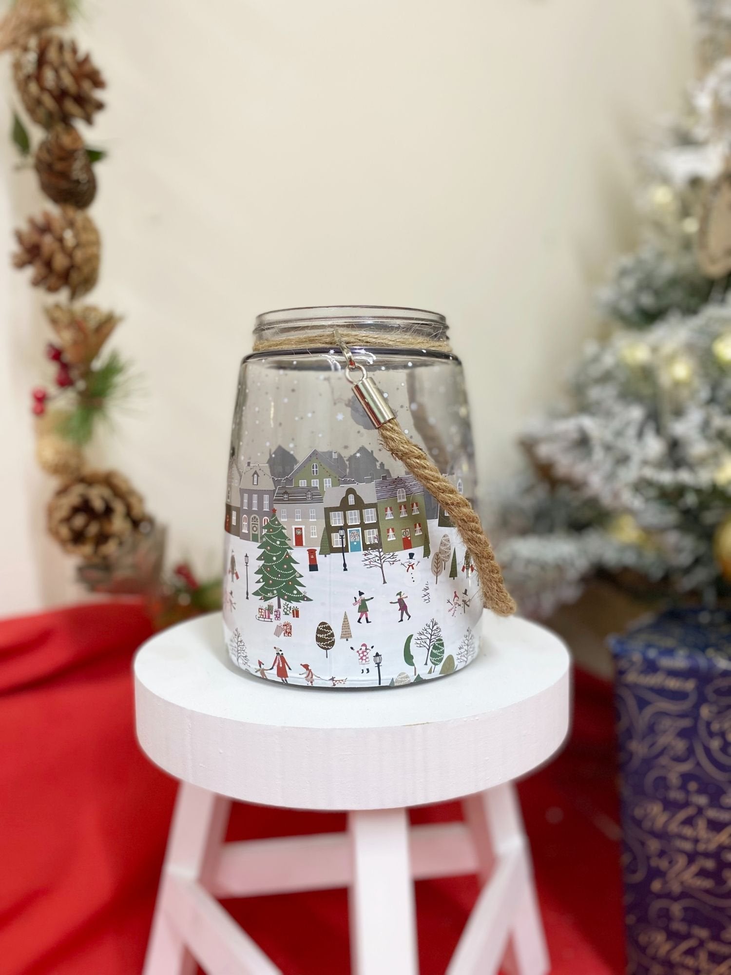 Christmas Market Lantern White With Rope Handel-3