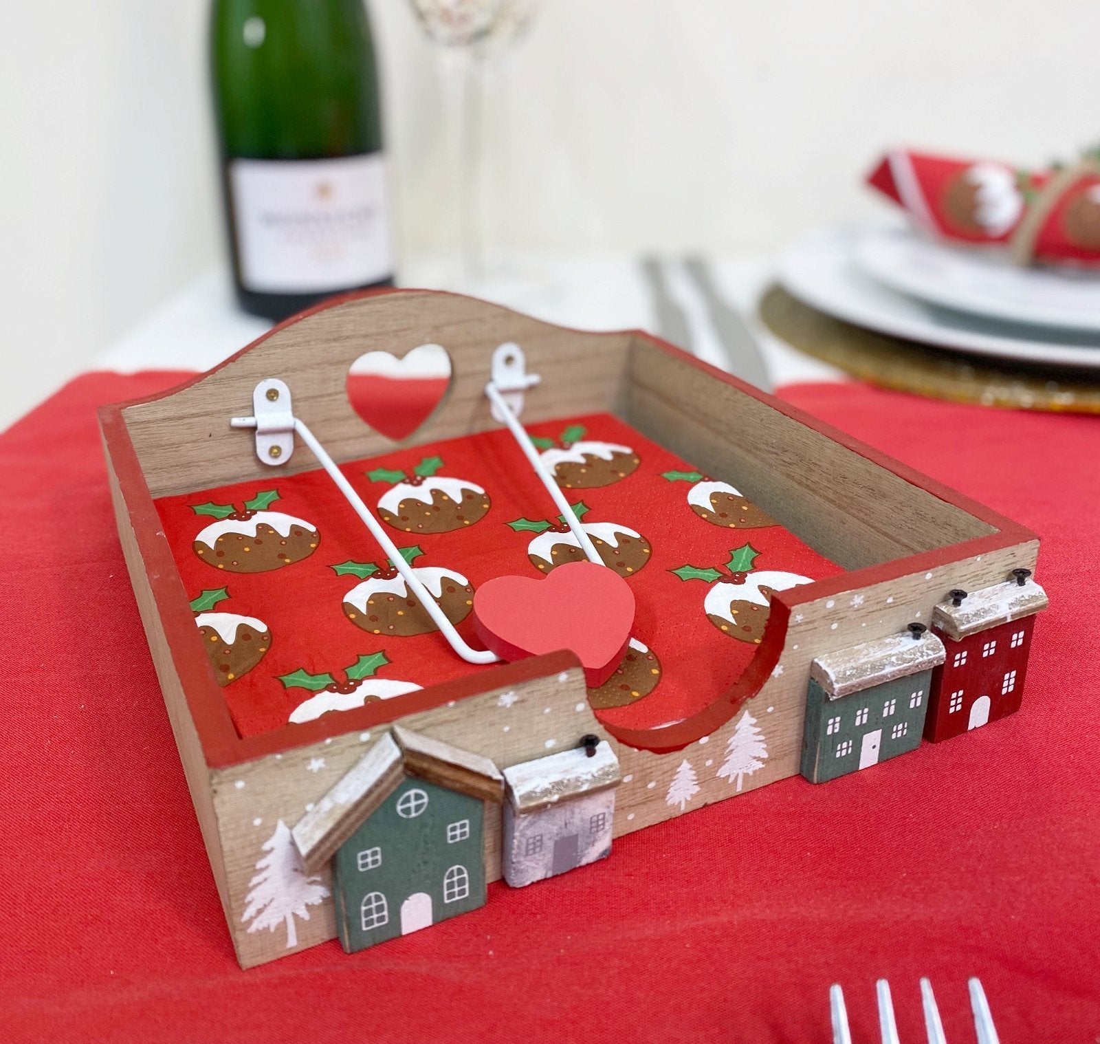 Christmas House Napkin Holder 18cm-2