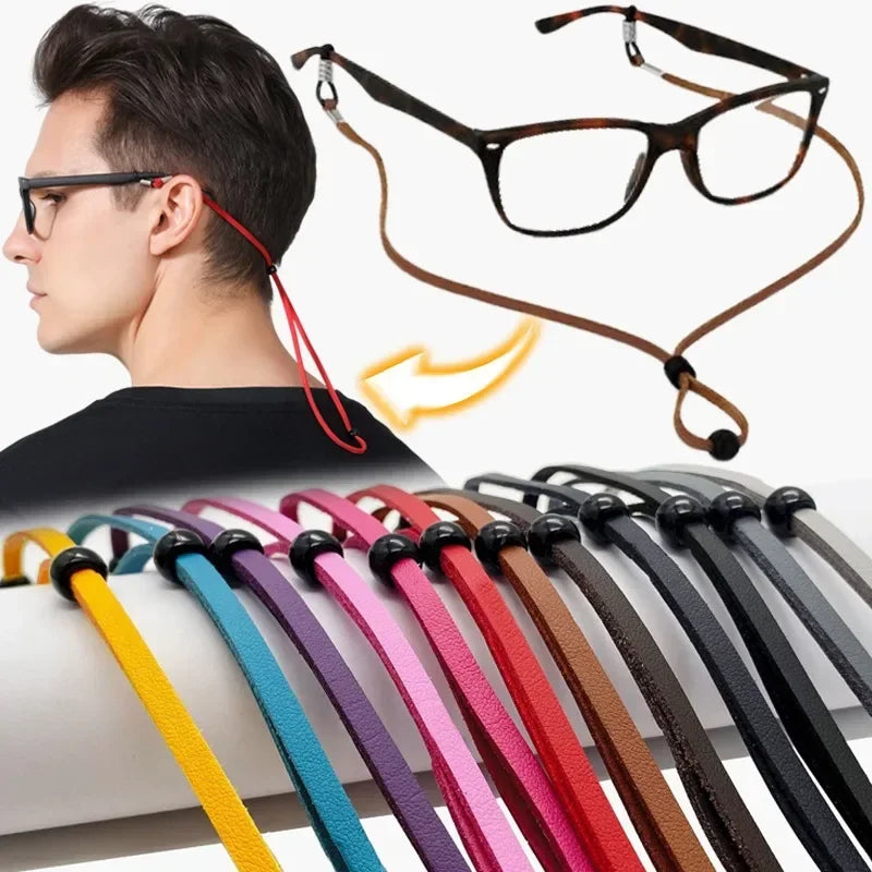 Men Leather High Quality Anti-slip Sunglasses Lanyard Strap Eyeglass Reading Glasses Chain Cord Holder Glasse Necklace Unisex