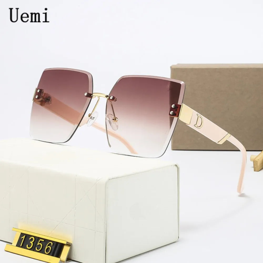 New Fashion Luxury Brand Rimless Women Sunglasses For Men Vintage Designer Square Frame Sun Glasses Female Shades UV400 Eyewear