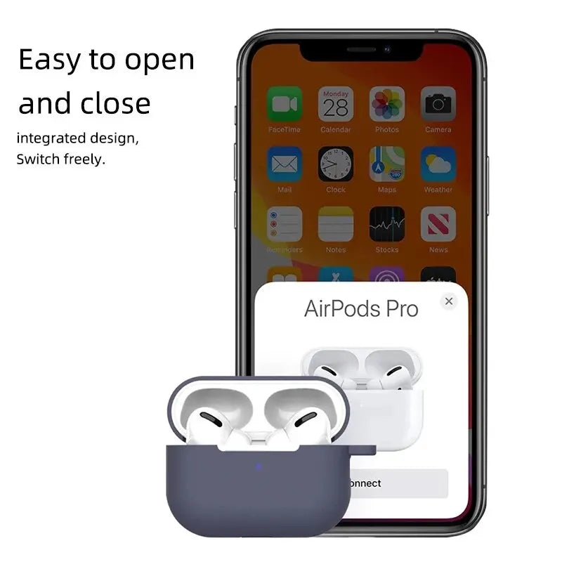 For AirPods Pro Protective Case Silicone New Solid Color Apple Bluetooth Headset Soft Case Protective Cover