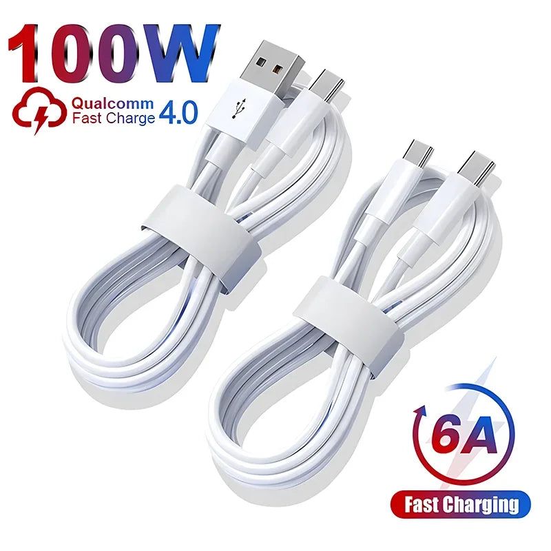 100W USB Type C Cable For Samsung  S23 S22 Ultra Huawei P30 Pro Xiaomi Redmi Oneplus 6A Fast Charging Charger Cable Accessories