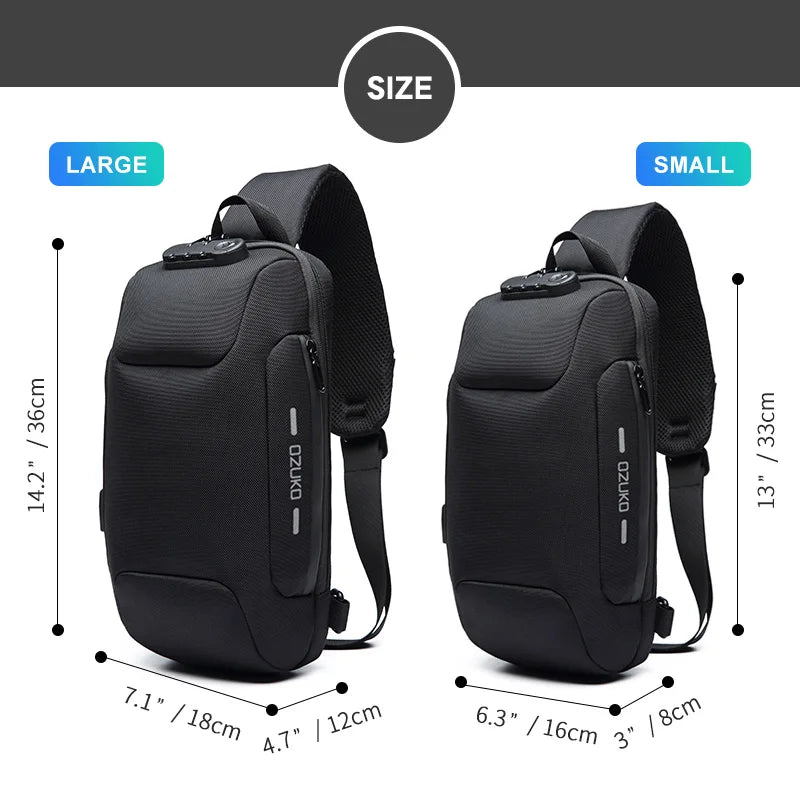 OZUKO Quality Multifunction Crossbody Bag for Men Anti-theft Shoulder Messenger Bags Male Waterproof Short Trip Chest Bag Pack