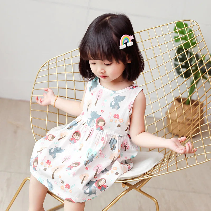 Girl Dress Cotton Summer Kids Clothes Girls Children Flower Dresses Sleeveless Princess Party Outfit Children's Clothing