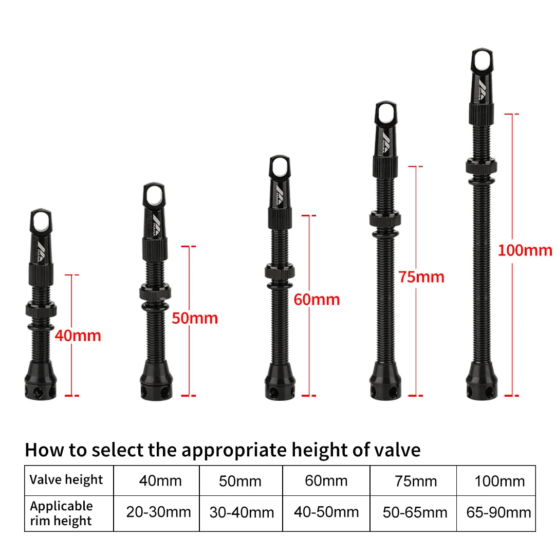 MANA 1Pair 40/50/60/75/100mm Bicycle Presta Valve-Aluminum Alloy Valve-For Tubeless Road/MTB/Gravel Bike-ELITEWHEELS Uses Valve