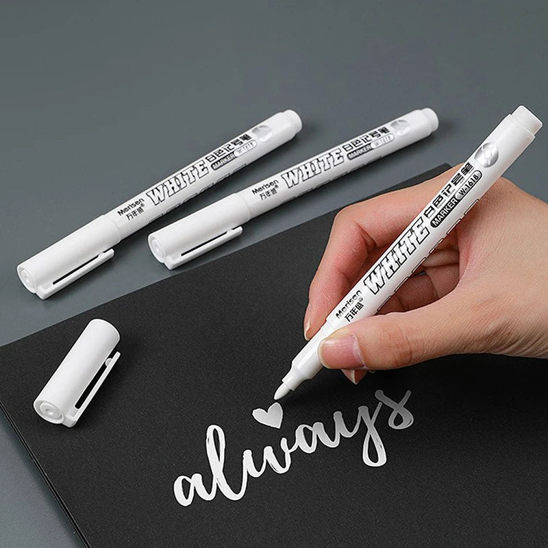 White Marker Pen Alcohol Paint Oily Waterproof Tire Painting Graffiti Pens Permanent Gel Pen For Fabric Wood Leather Marker