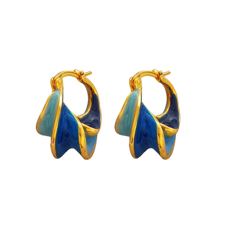 Modern Jewelry Pretty Design High Quality Brass Metal Geometric Blue Earrings For Girl Women Gift 2023 Trend New Accessories