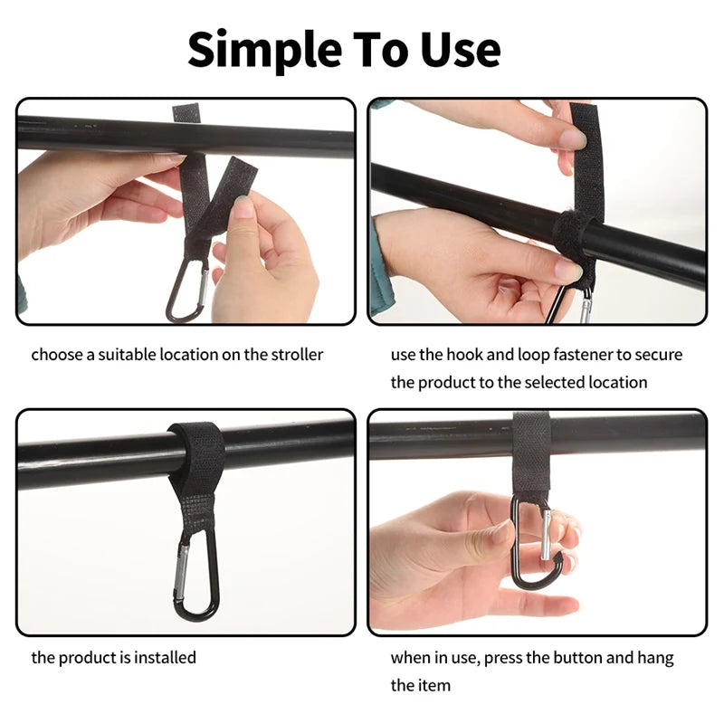 1-10pcs Stroller Hooks Buckles Clip Aluminum Alloy Carabiner Cart Organizer Diaper Bag Shopping Pram Hook Buckle Stroller Hanger