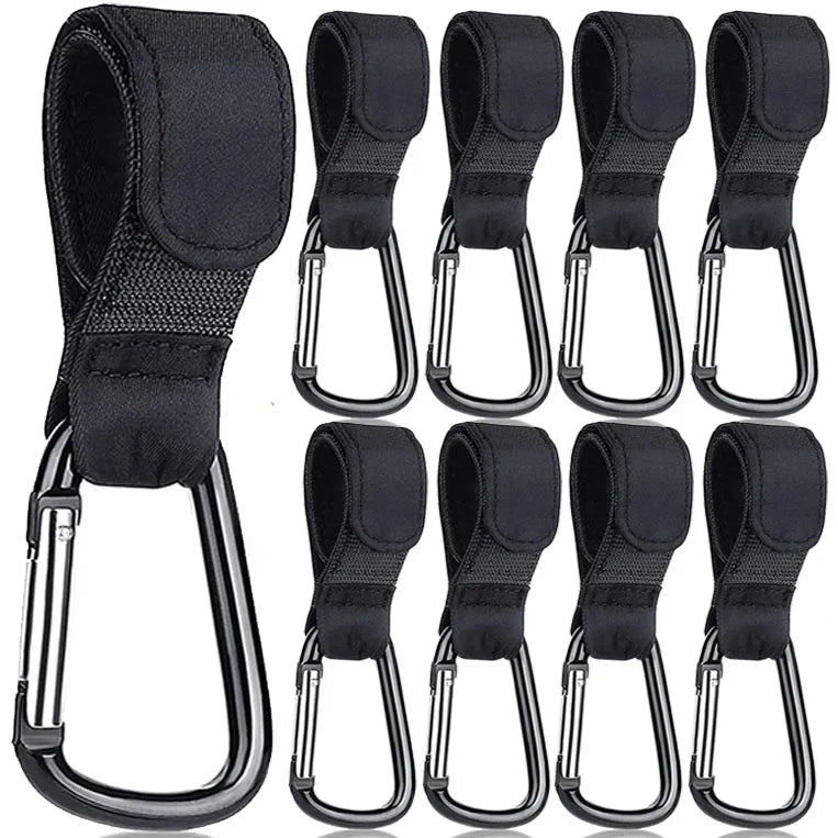 1-10pcs Stroller Hooks Buckles Clip Aluminum Alloy Carabiner Cart Organizer Diaper Bag Shopping Pram Hook Buckle Stroller Hanger