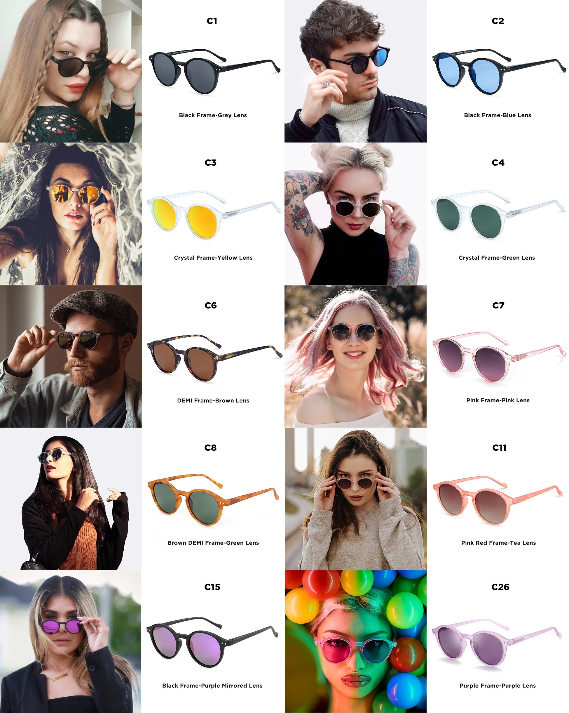 ZENOTTIC Retro Polarized Sunglasses 2023 2024 Men Women Vintage Small Round Frame Sun Glasses Polaroid Lens UV400 Goggles Shades