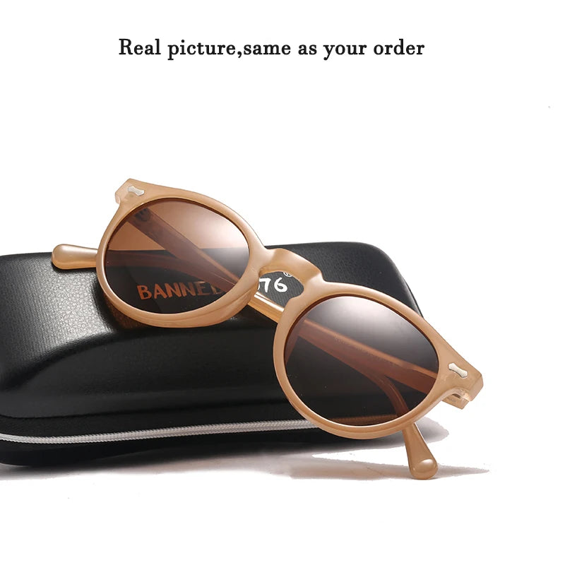 Brand Designer Women Men Polarized Sunglasses Vintage Round Lens Cool Driving Sun Glasses UV400 Oculos Cat Eyes Girl's Shades