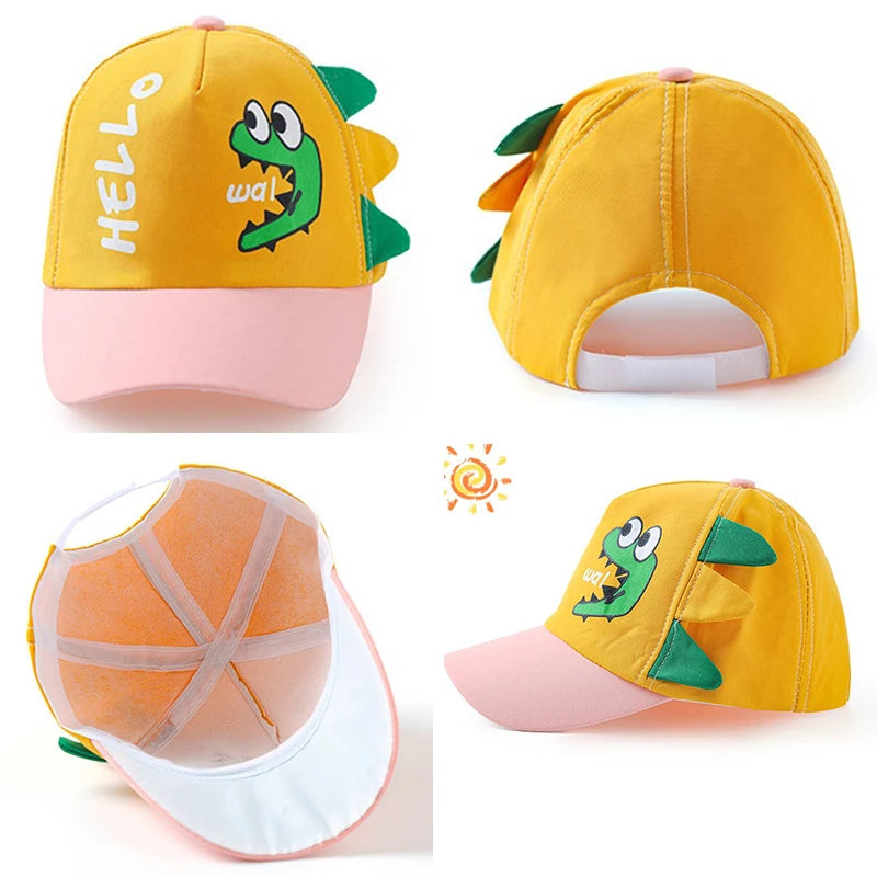 Cute Dinosaur Baby Bucket Hat Summer Newborn Baseball Cap Outdoor Beach Kids Baby Boy Girl Cartoon Bear Sun Hats Bonnets