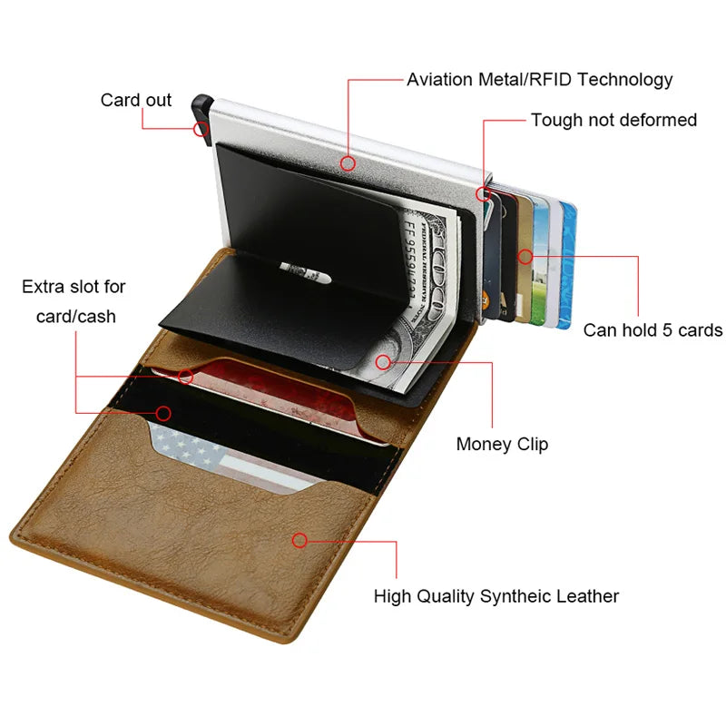 Rfid Credit Card Holder Men Wallets Bank Cardholder Case Small Leather Slim Thin Magic Mini Wallet Smart Minimalist Wallet  2023