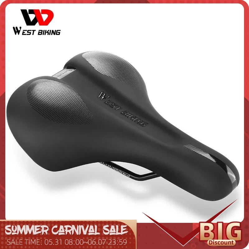 WEST BIKING Bike Saddle MTB Mountain Road Bike Seat PU Leather Gel Filled Cycling Cushion Comfortable Shockproof Bicycle Saddle