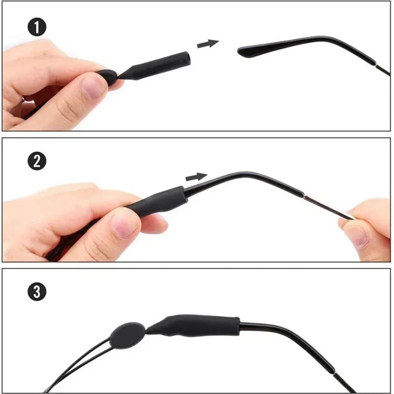 5pcd Universal Adjustable Eyewear Retainer Fit Sports Sunglasses Retainer Unisex Strap Safety Glasses Holder Large Round-Head