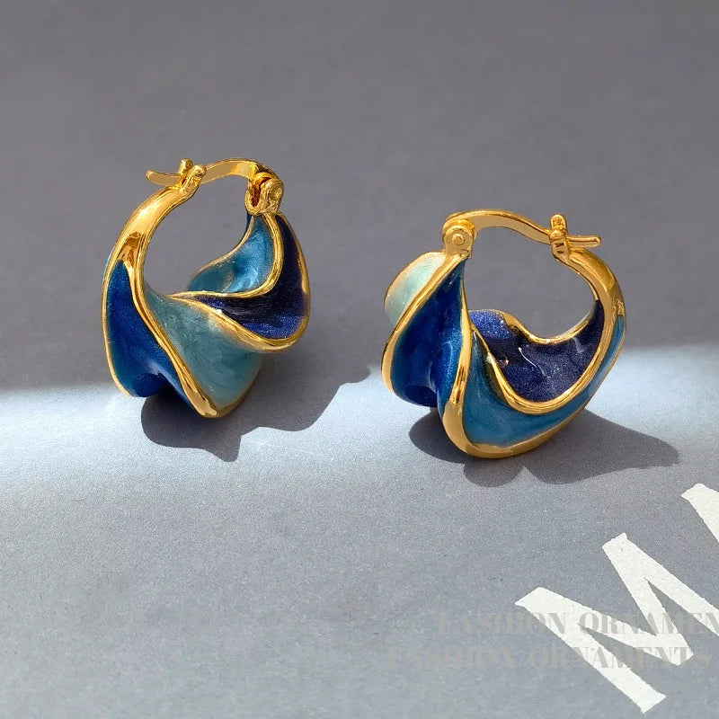 Modern Jewelry Pretty Design High Quality Brass Metal Geometric Blue Earrings For Girl Women Gift 2023 Trend New Accessories