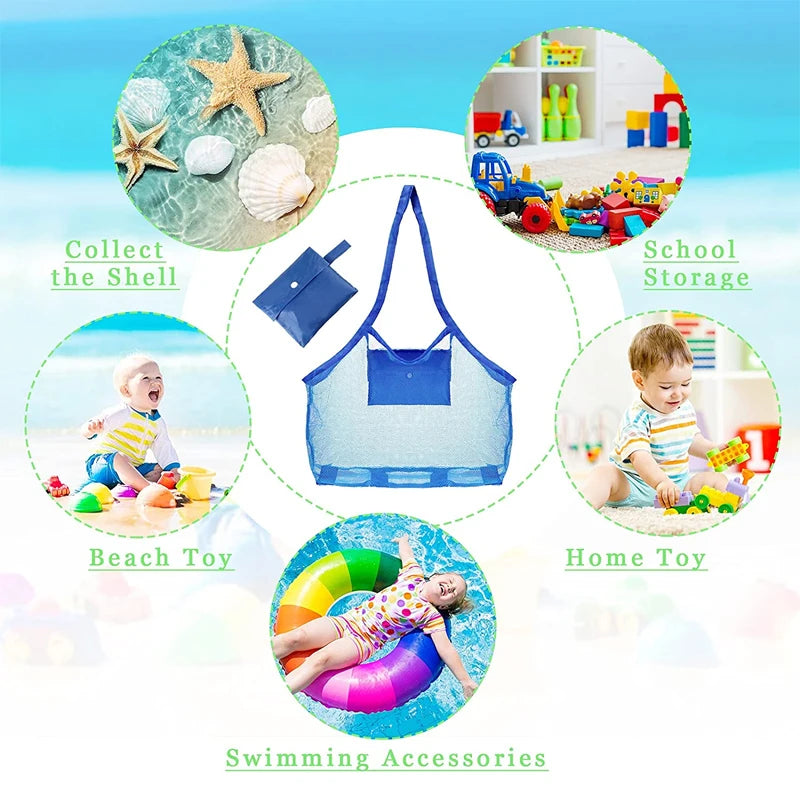 Children Sand Away Protable Mesh Bag Kids Toys Storage Bags Swimming Large Beach Bag for Towels Women Cosmetic Makeup Bag сумка