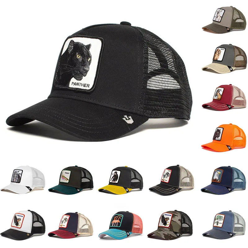 Fashion Animals Embroidery Baseball Caps Men Women Snapback Hip Hop Hat Summer Breathable Mesh Sun Gorras Unisex Streetwear Bone