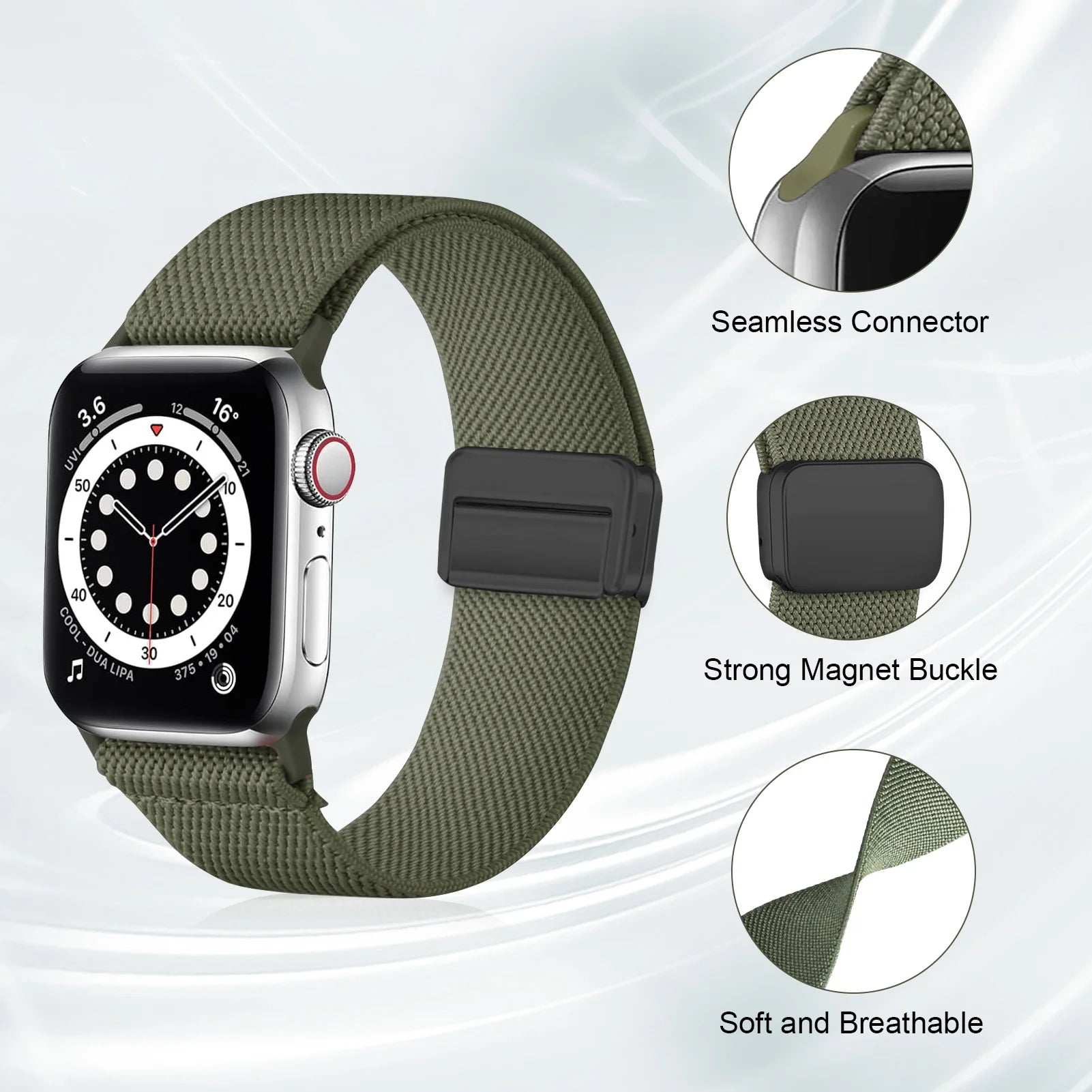 Magnetic Loop For Apple Watch Band 40mm 44mm 45mm 49mm 41mm 38mm Scrunchie Nylon bracelet iwatch ultra 2 Series 9 3 7 8 se strap