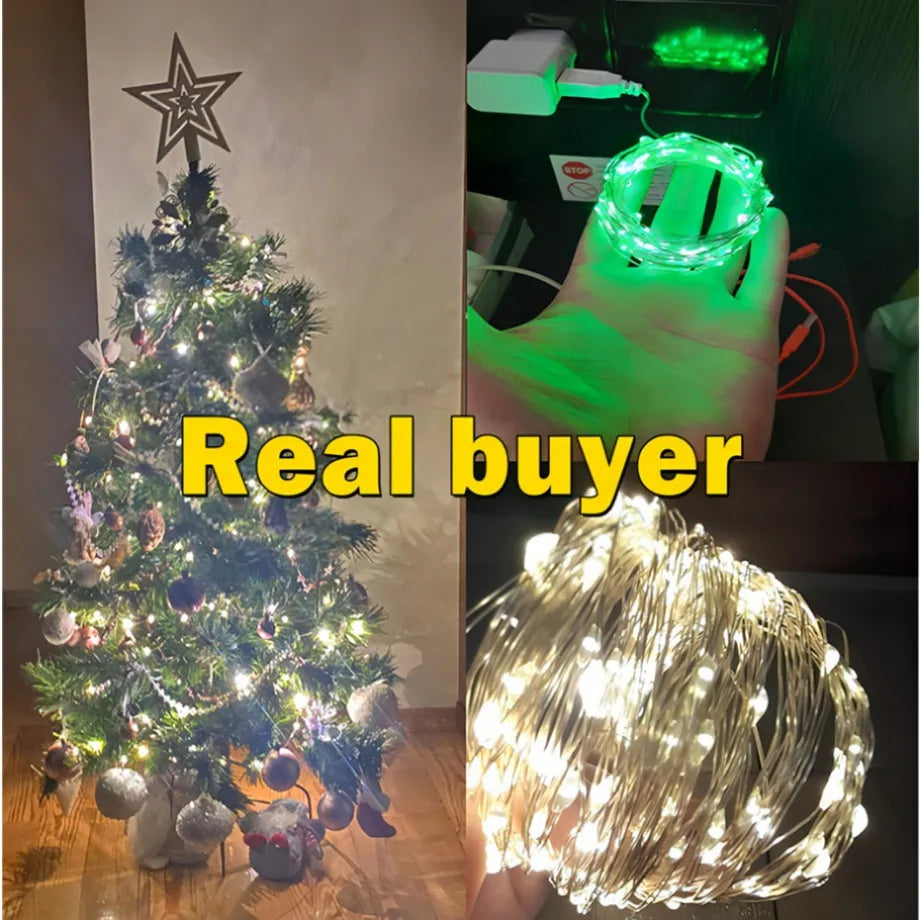 YzzKoo USB LED String Lights Copper Silver Wire Garland Light Waterproof LED Fairy Lights For Christmas Wedding Party Decoration