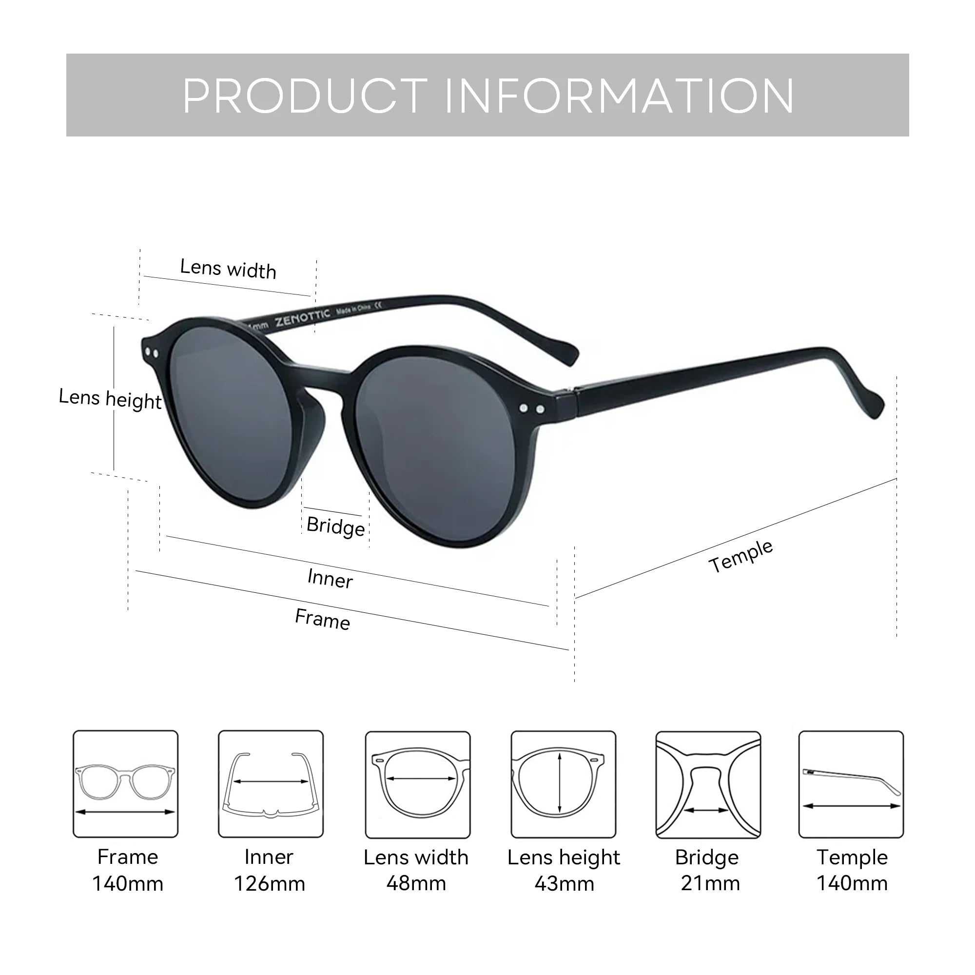 ZENOTTIC Retro Polarized Sunglasses 2023 2024 Men Women Vintage Small Round Frame Sun Glasses Polaroid Lens UV400 Goggles Shades