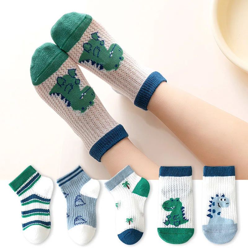 5 Pairs/Lot Children Socks Boy Girl Baby Fashion Cotton Solid Wild Soft Cozy Breathable For 1-12Y Summer Kids Casual Mesh Socks