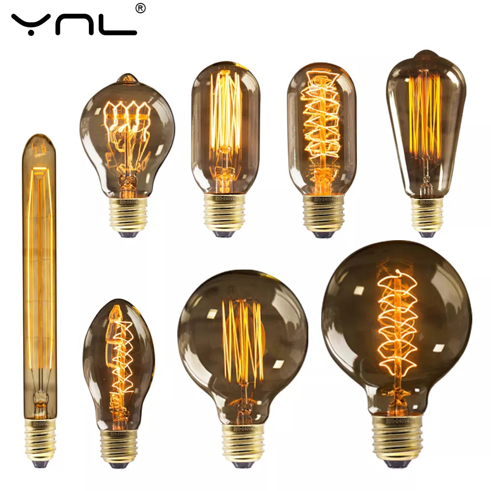 Retro Edison Bulb E27 220V 40W ST64 G80 G95 G125 Ampoule Vintage Edison Bulb Incandescent Lamp Filament Light Bulb Home Decor