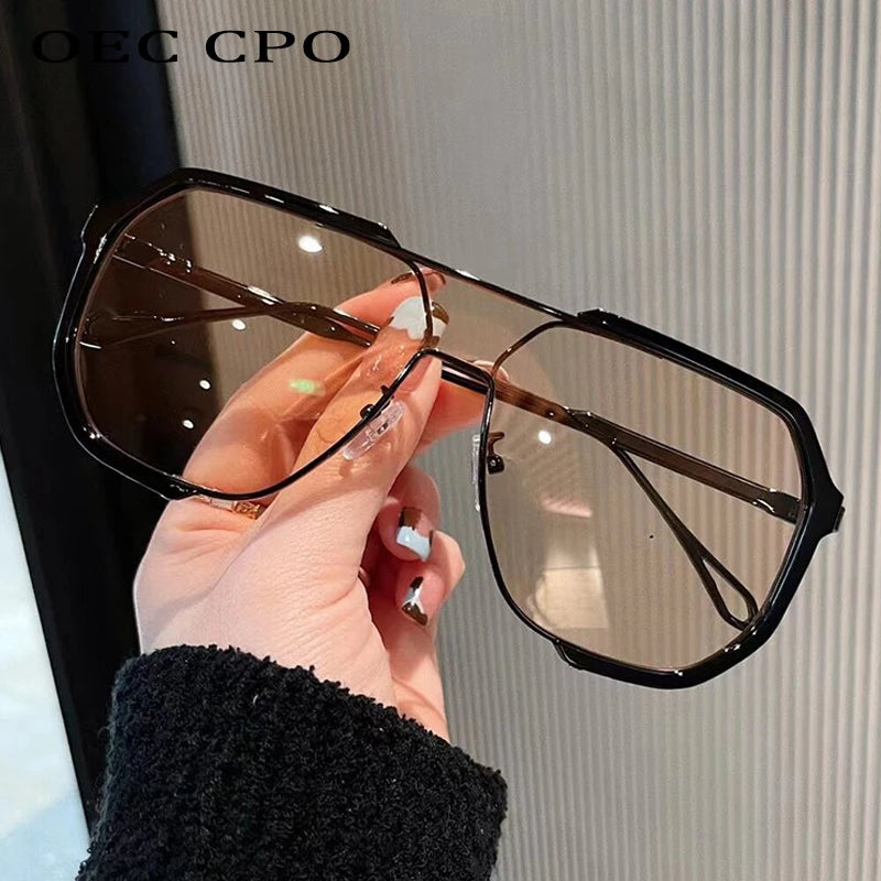 Oversized Sunglasses Women 2023 New Unique One Piece Fashion Sunglasses For Men UV400 Punk Glasses Trending Female Eyewear UV400