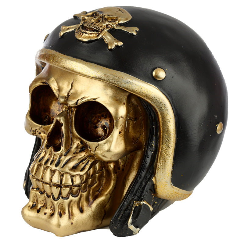 Fantasy Biker Helmet Gold Punk Skull Ornament SK337-0