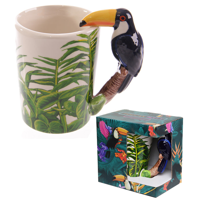 Novelty Ceramic Jungle Mug with Toucan Shaped Handle SMUG44-0