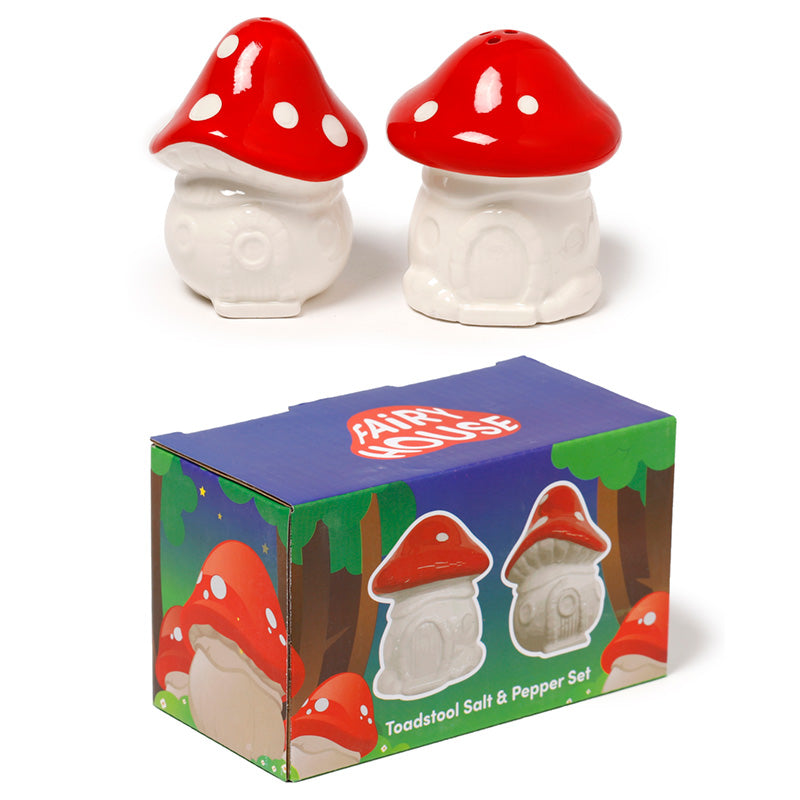 Novelty Ceramic Salt & Pepper Set - Fairy Toadstool House SP95-0