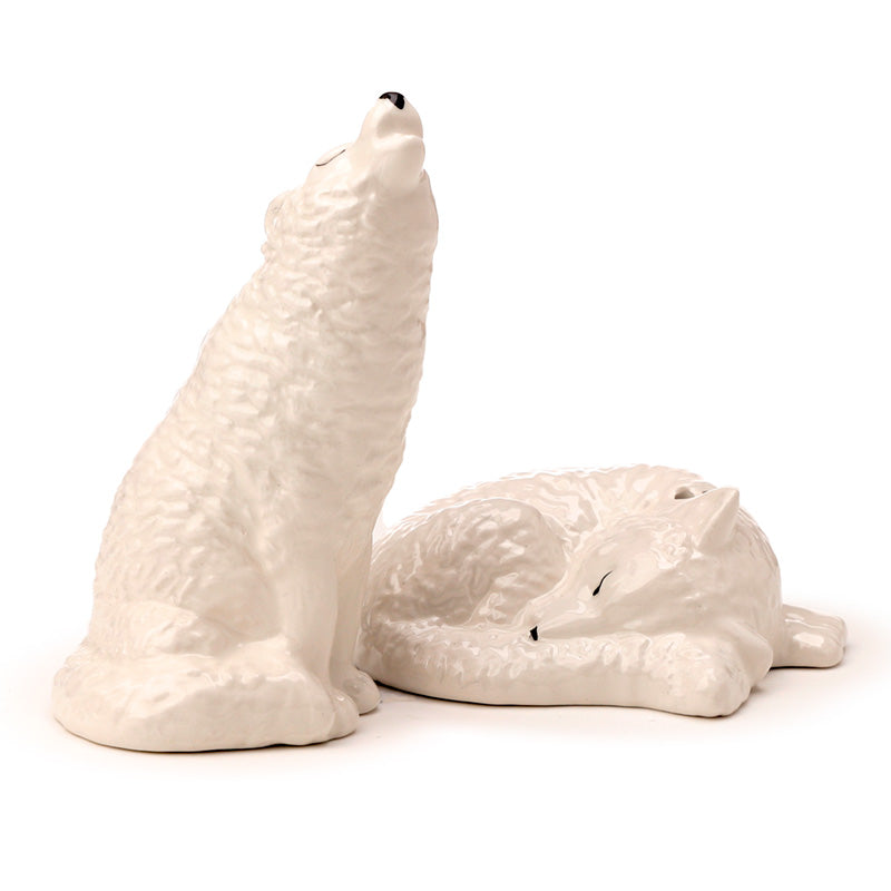 Novelty Ceramic Salt and Pepper - White Wolf SP98-0