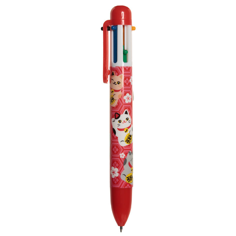 Fun Lucky Cat Maneki Neko Multi Colour Pen (6 Colours) STA247-0