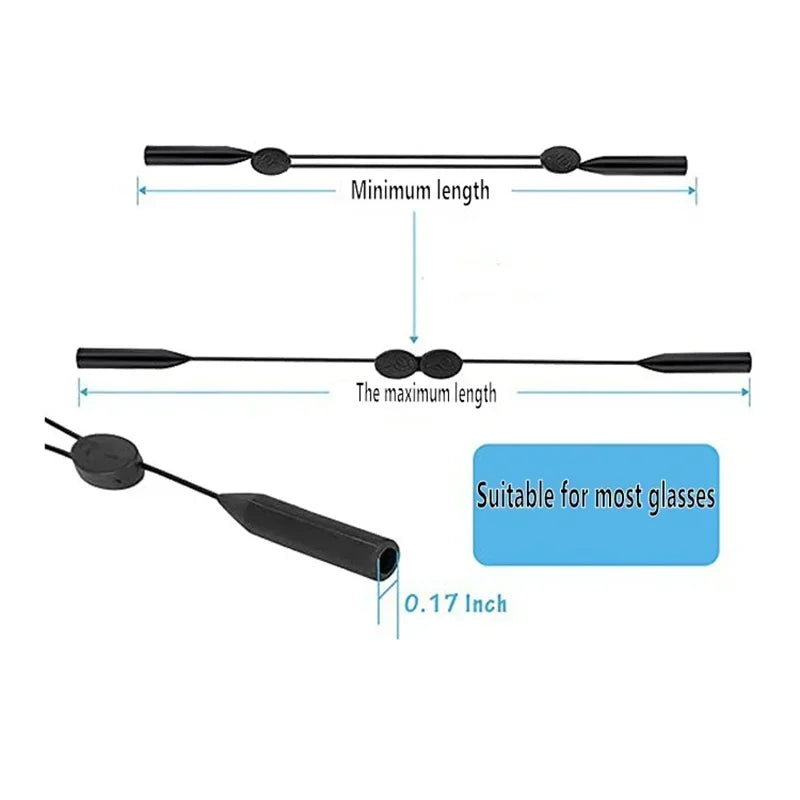 5pcd Universal Adjustable Eyewear Retainer Fit Sports Sunglasses Retainer Unisex Strap Safety Glasses Holder Large Round-Head