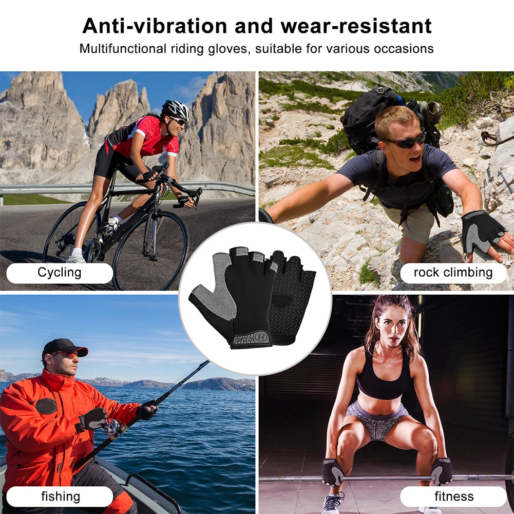 Half Finger Gloves Gym Fitness Anti-Slip Women Men Gel Pad Gloves  Gym Cycling Fingerless Gloves Bicycle Accessories