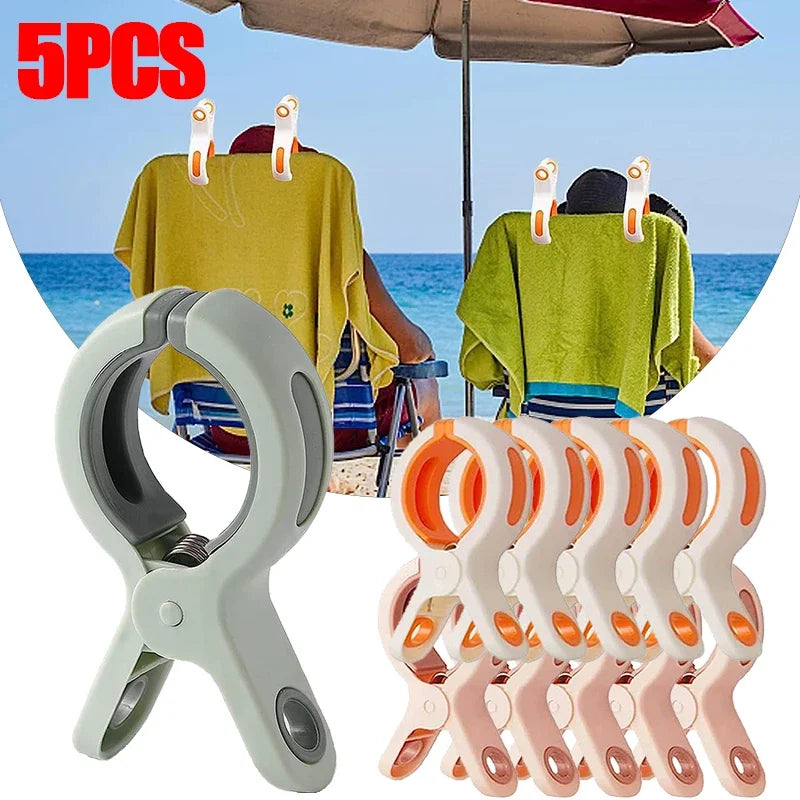 1/5pc Large Beach Towel Clips Plastic Strong Windproof Clothes Pegs Quilt Hanging Clip Reusable Non-slip Fixed Drying Clothespin