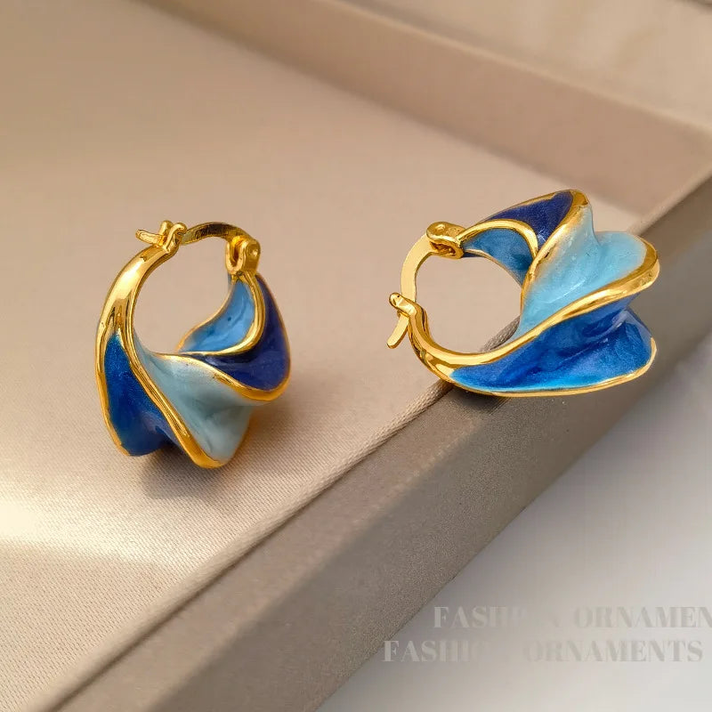 Modern Jewelry Pretty Design High Quality Brass Metal Geometric Blue Earrings For Girl Women Gift 2023 Trend New Accessories